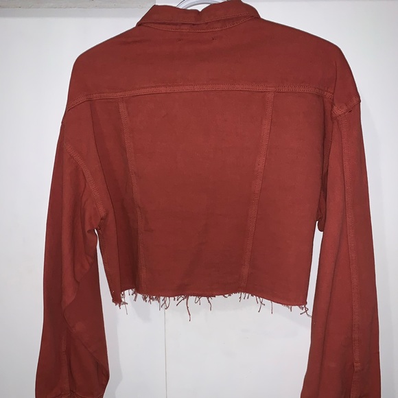 Raw Cut Over Sized Denim Jacket - copper/orange 🍊 - Picture 3 of 6